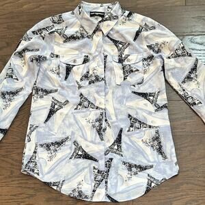 Karl Lagerfeld Paris Eiffel Tower Print Long Sleeve Shirt Blouse Size Small NWOT